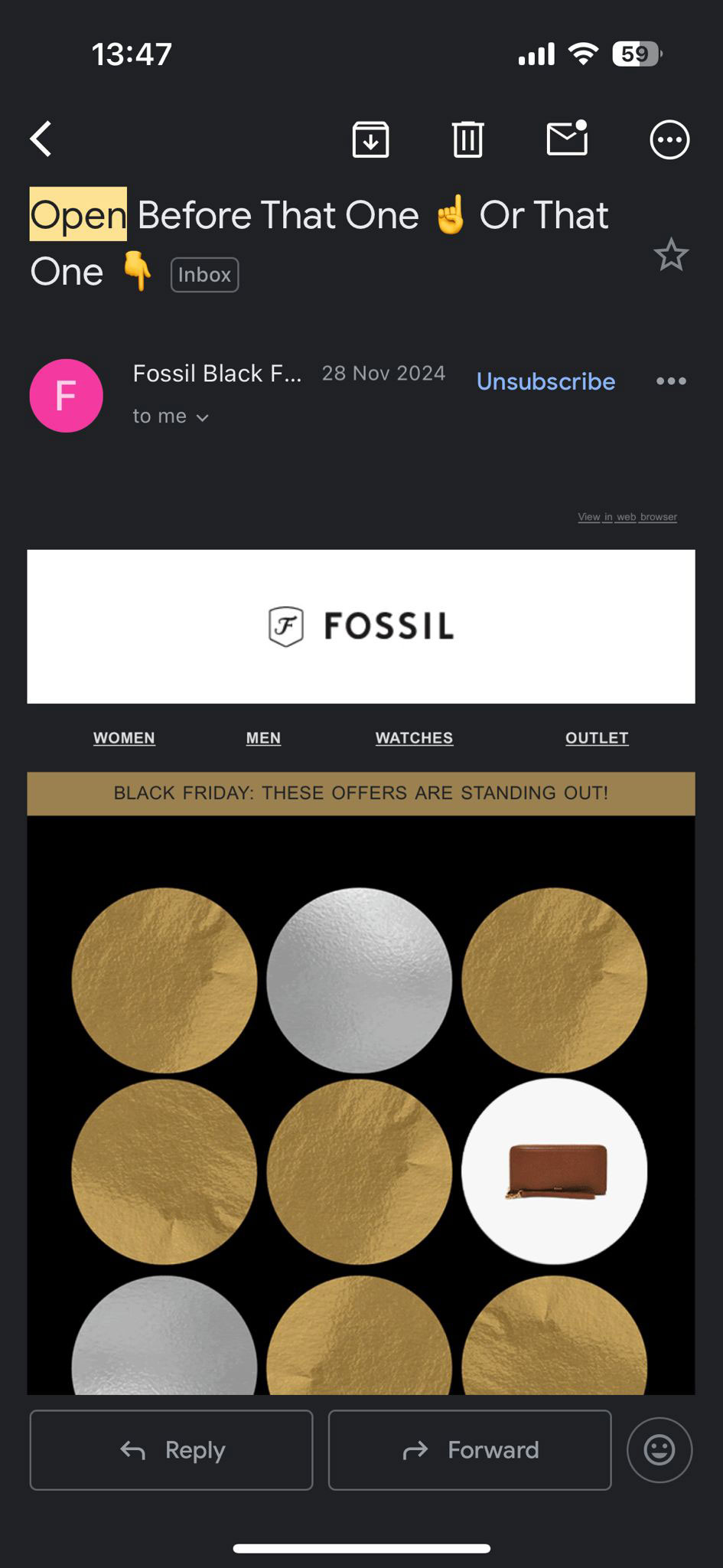 fossil email screnshot