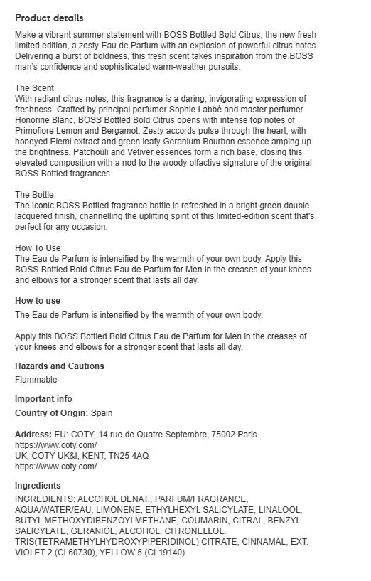 screenshot of product lengthy details