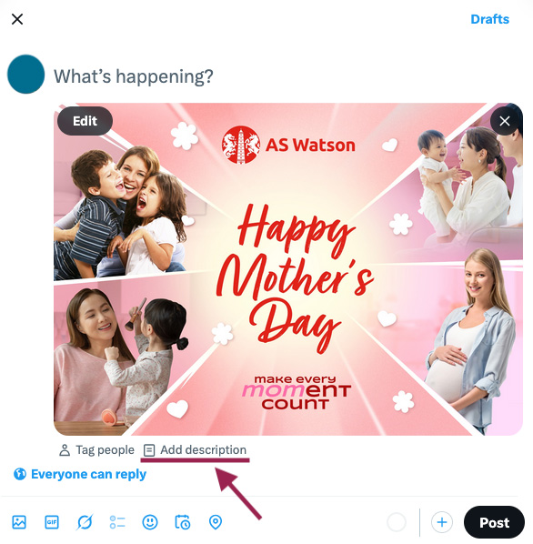 adding alternative text on tiktok image