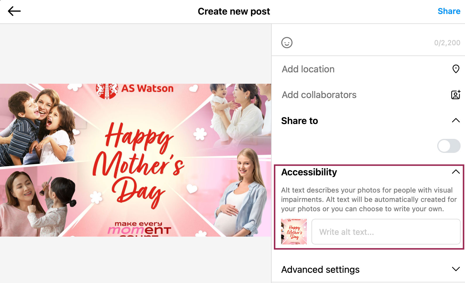 adding alternative text on tiktok image