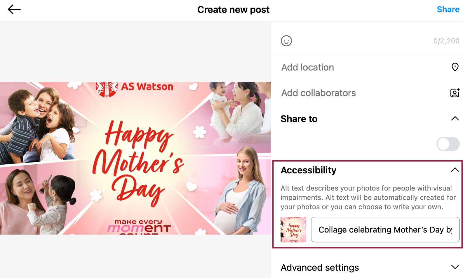adding alternative text on tiktok image