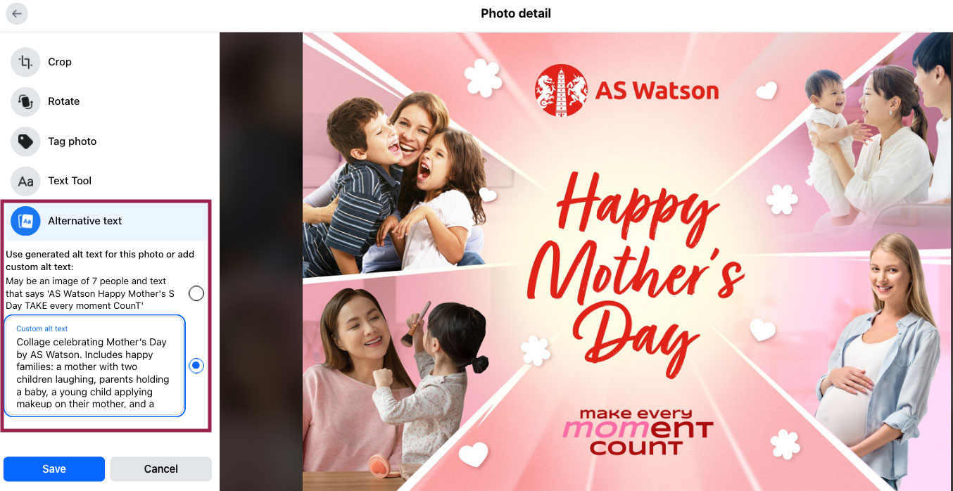 adding alternative text on tiktok image
