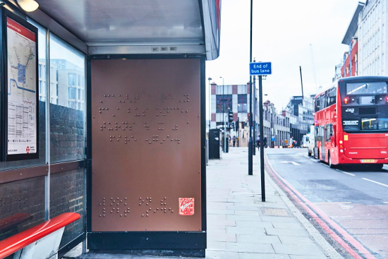 Maltesers Bus shelter braille ad